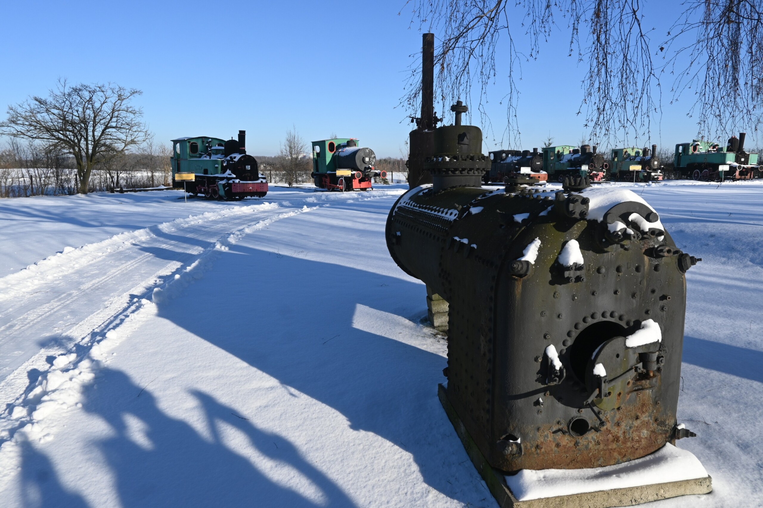 Śnieg w Skansenie Maszyn Parowych